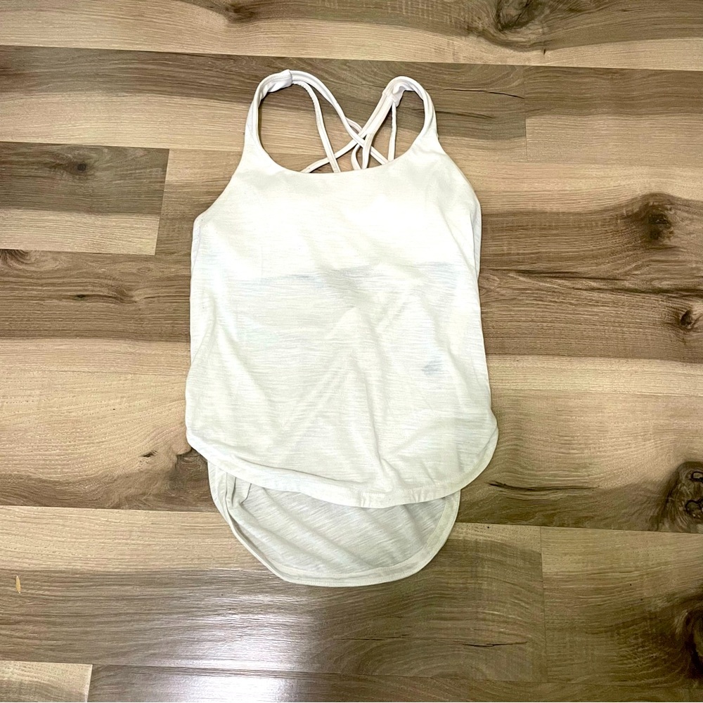 Savvi Fit White Criss Cross Back Top Size S